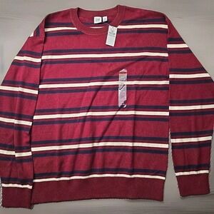 GAP Kids XXL 14-16 Striped Crewneck Sweater Burgundy Red Navy New With Tags